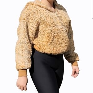 Teddy Bear Sherpa Cropped LOVE TREE Hoodie (M)